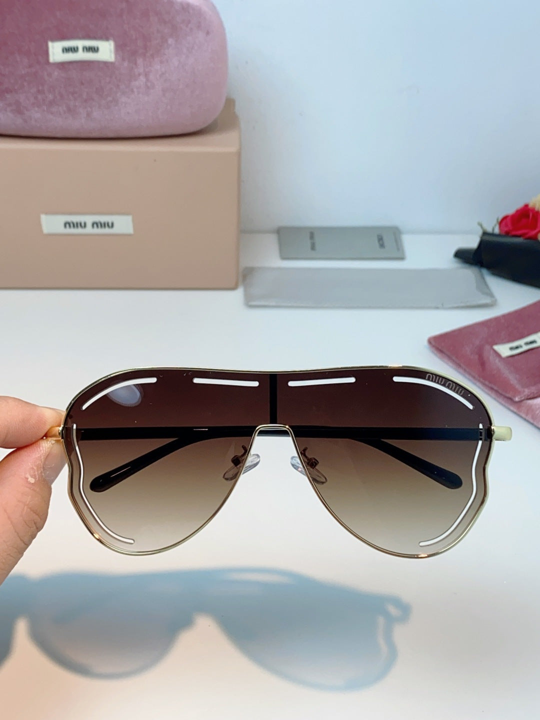 MIUMIU 26S SHIELD FRAME IN METAL 424496