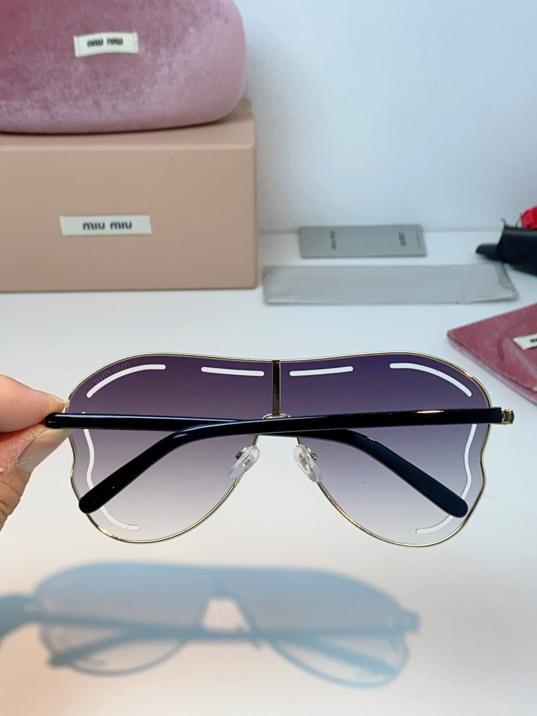 MIUMIU 26S SHIELD FRAME IN METAL 424497