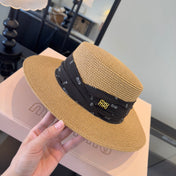 MIUMIU FLAT-BRIM STRAW HAT STYLE 11