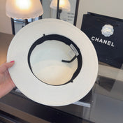 CHANEL 26S FLAT-BRIM STRAW HAT 338059