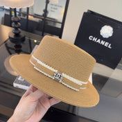 CHANEL 26S FLAT-BRIM STRAW HAT 338060