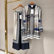 MAXMARA 26S SILK SHIRT & WIDE-LEG PANTS SET 250