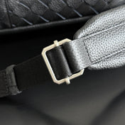 BOTTEGA VENETA 25S INTRECCIATO BAG 46 IN BLACK CALFSKIN SILVER HARDWARE