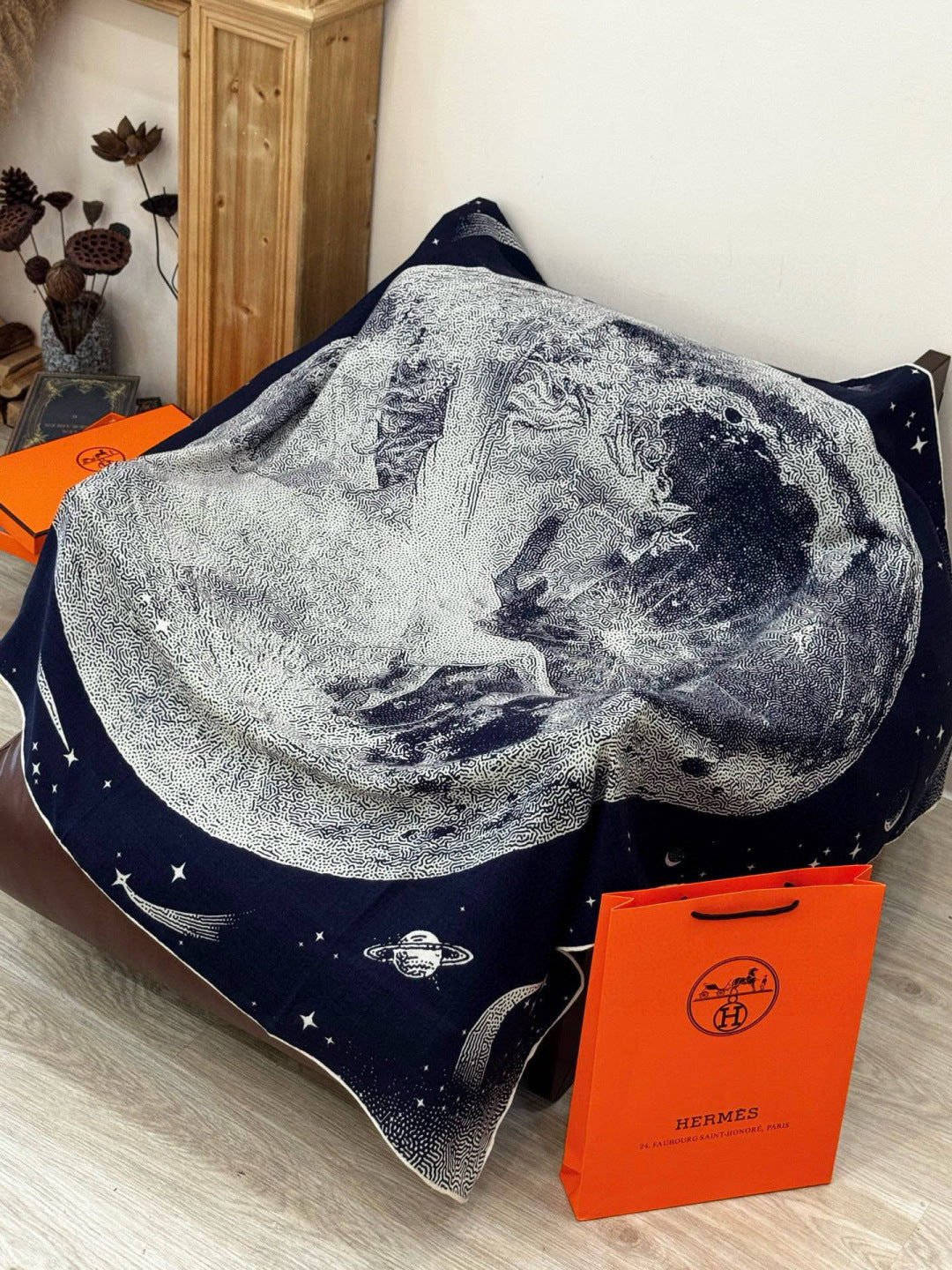 HERMES 25S SCARF 140 IN SILK CASHMERE 987418