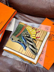 HERMES 25S SCARF 140 IN SILK CASHMERE 989487
