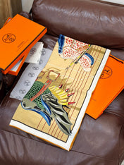 HERMES 25S SCARF 140 IN SILK CASHMERE 989487