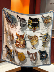 HERMES 25S SCARF 140 IN SILK CASHMERE 989488