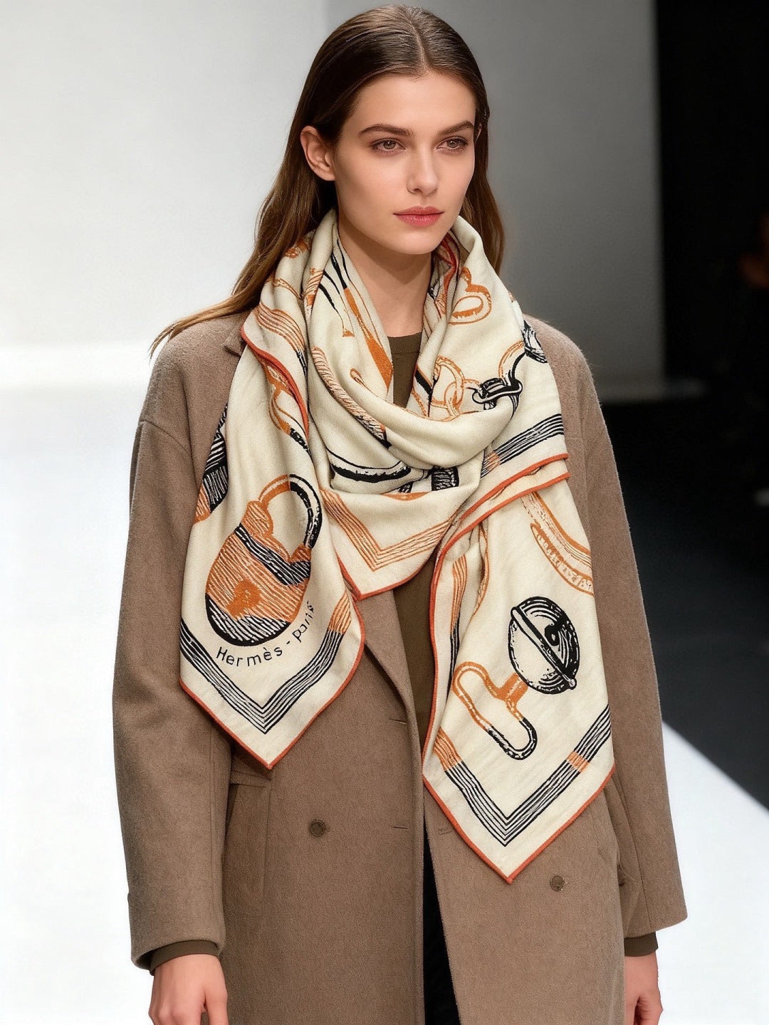 HERMES 25S SCARF 137 IN SILK CASHMERE 991692