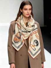 HERMES 25S SCARF 137 IN SILK CASHMERE 991692