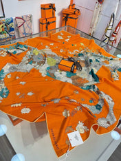 HERMES 26S SCARF 140 IN CASHMERE AND SILK 303341