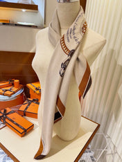 HERMES 26S SCARF 140 IN CASHMERE AND SILK 304240
