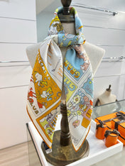 HERMES 26S PRINTED SQUARE SCARF 88 IN SILK 309942