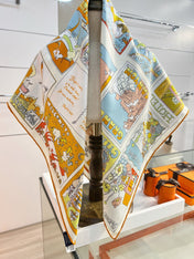HERMES 26S PRINTED SQUARE SCARF 88 IN SILK 309942