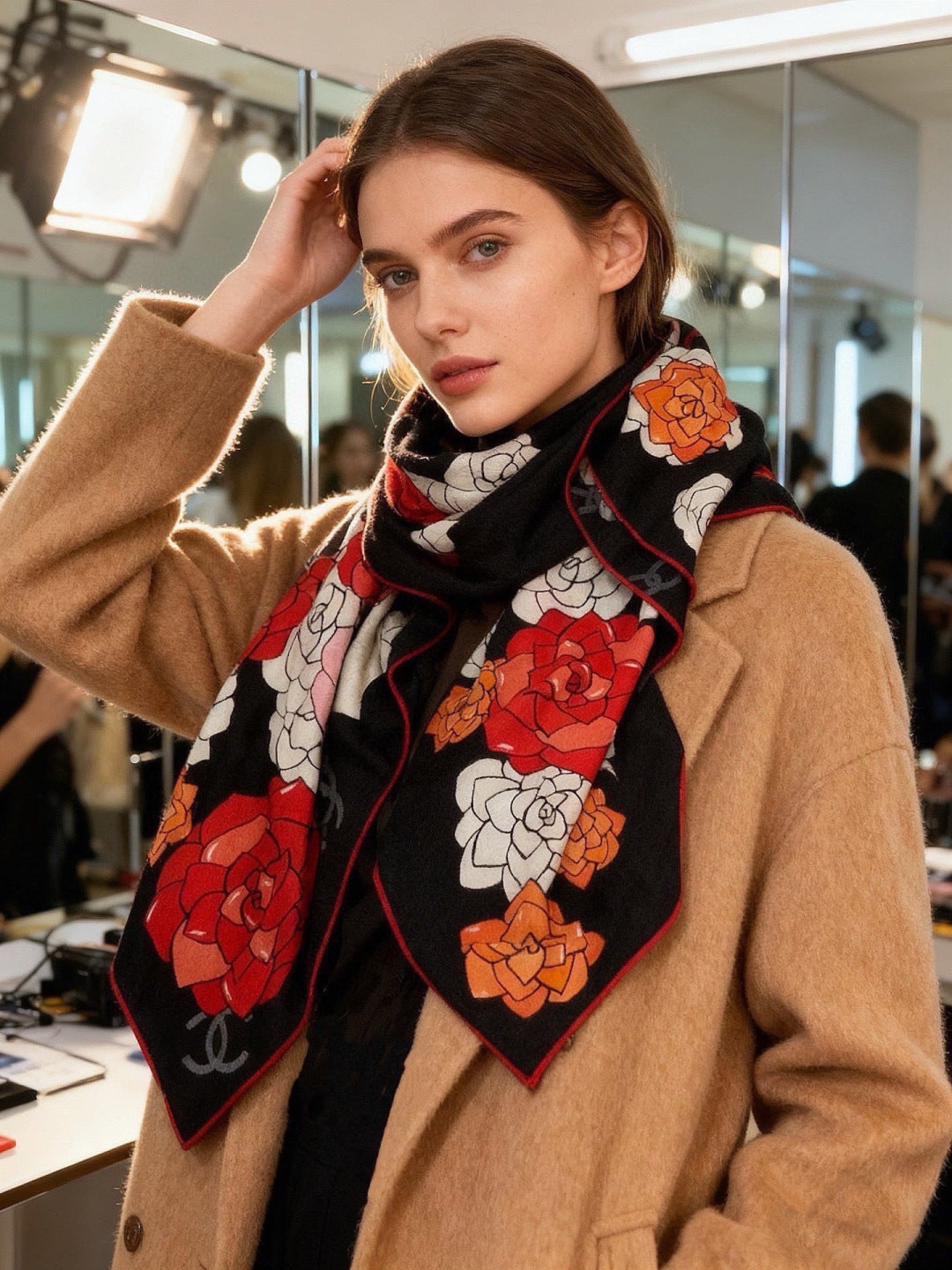 CHANEL 26S SCARF 140 IN SILK AND CASHMERE 313350