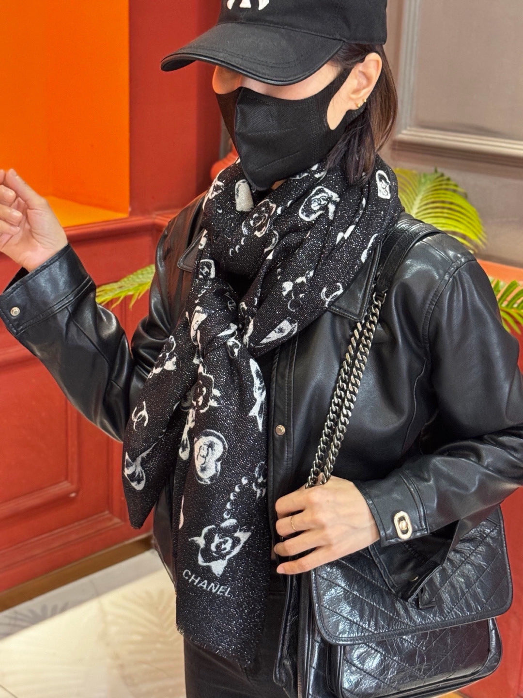 CHANEL 26S PRINTED SHAWL 200 IN SILK 313396