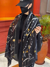 CHANEL 26S PRINTED SHAWL 200 IN SILK 313405