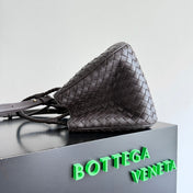 BOTTEGA VENETA 25S BASKET BAG 31 IN DARK BROWN CALFSKIN GOLD HARDWARE