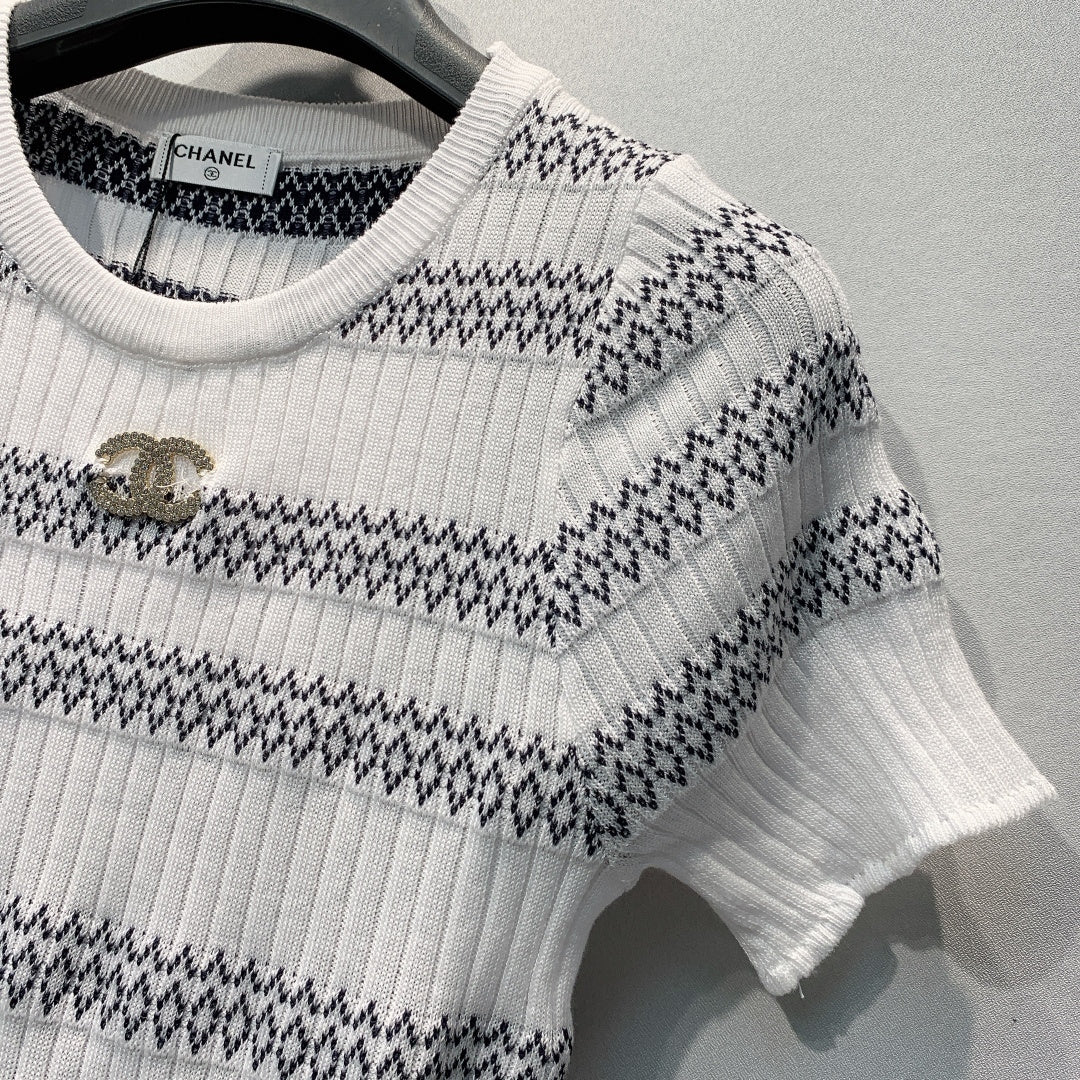 CHANEL 26S KNIT SHORT SLEEVE T-SHIRT STYLE 1282