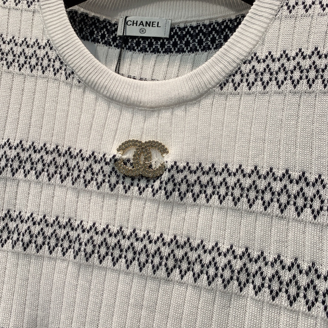 CHANEL 26S KNIT SHORT SLEEVE T-SHIRT STYLE 1282