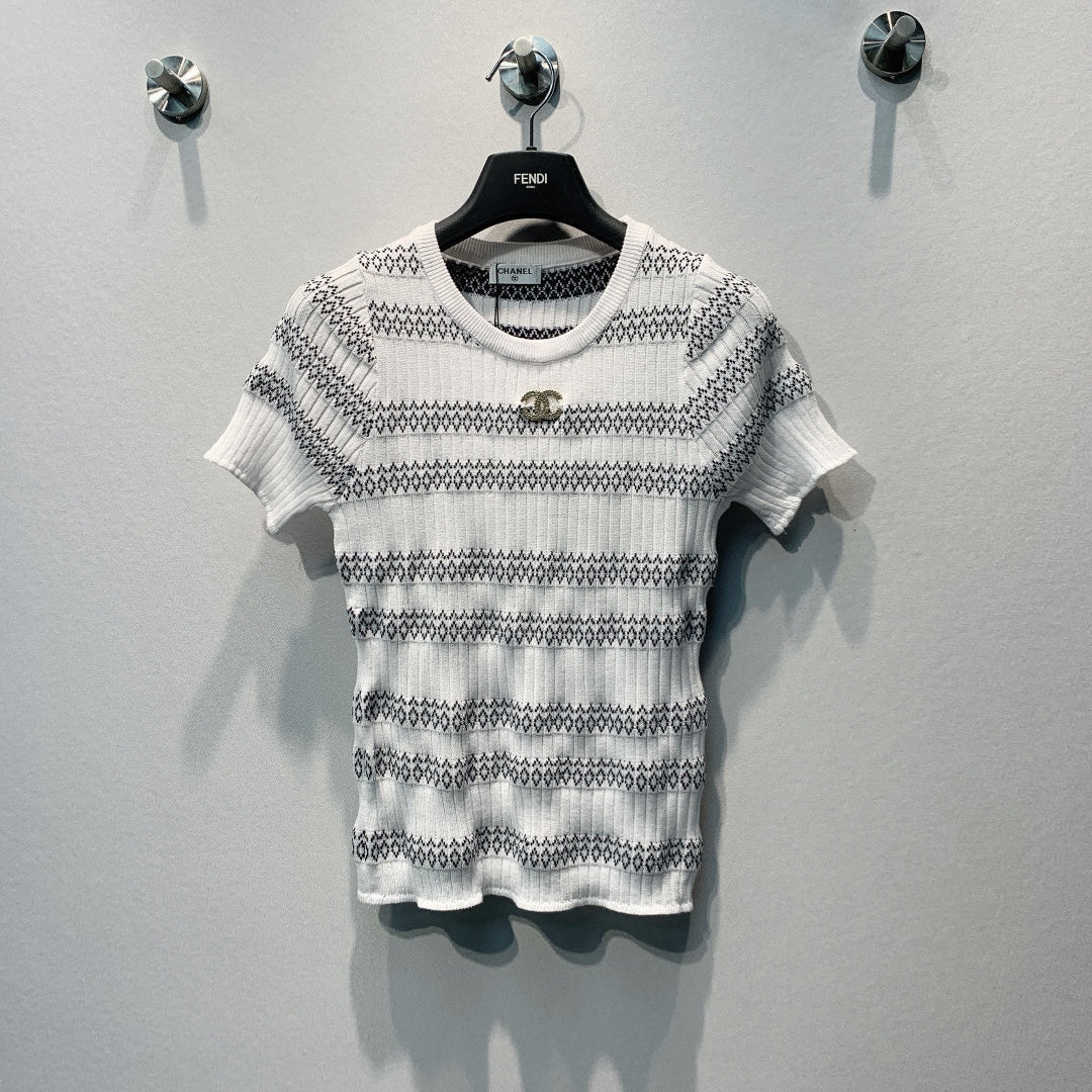 CHANEL 26S KNIT SHORT SLEEVE T-SHIRT STYLE 1282