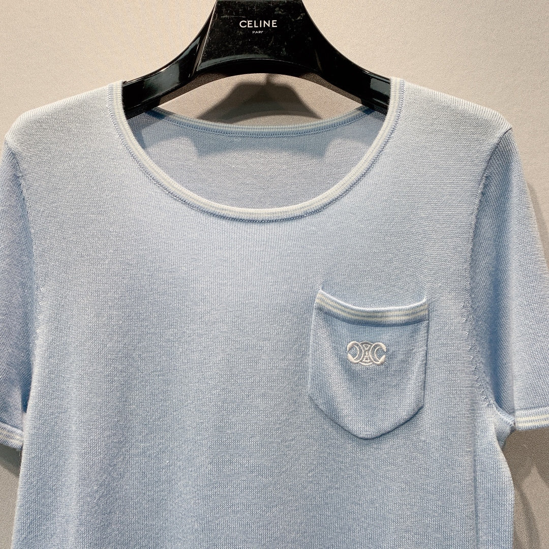 CELINE 26S SHORT-SLEEVE KNIT T-SHIRT 458