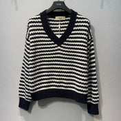 MAXMARA 26S V-NECK STRIPED KNIT SWEATER 245