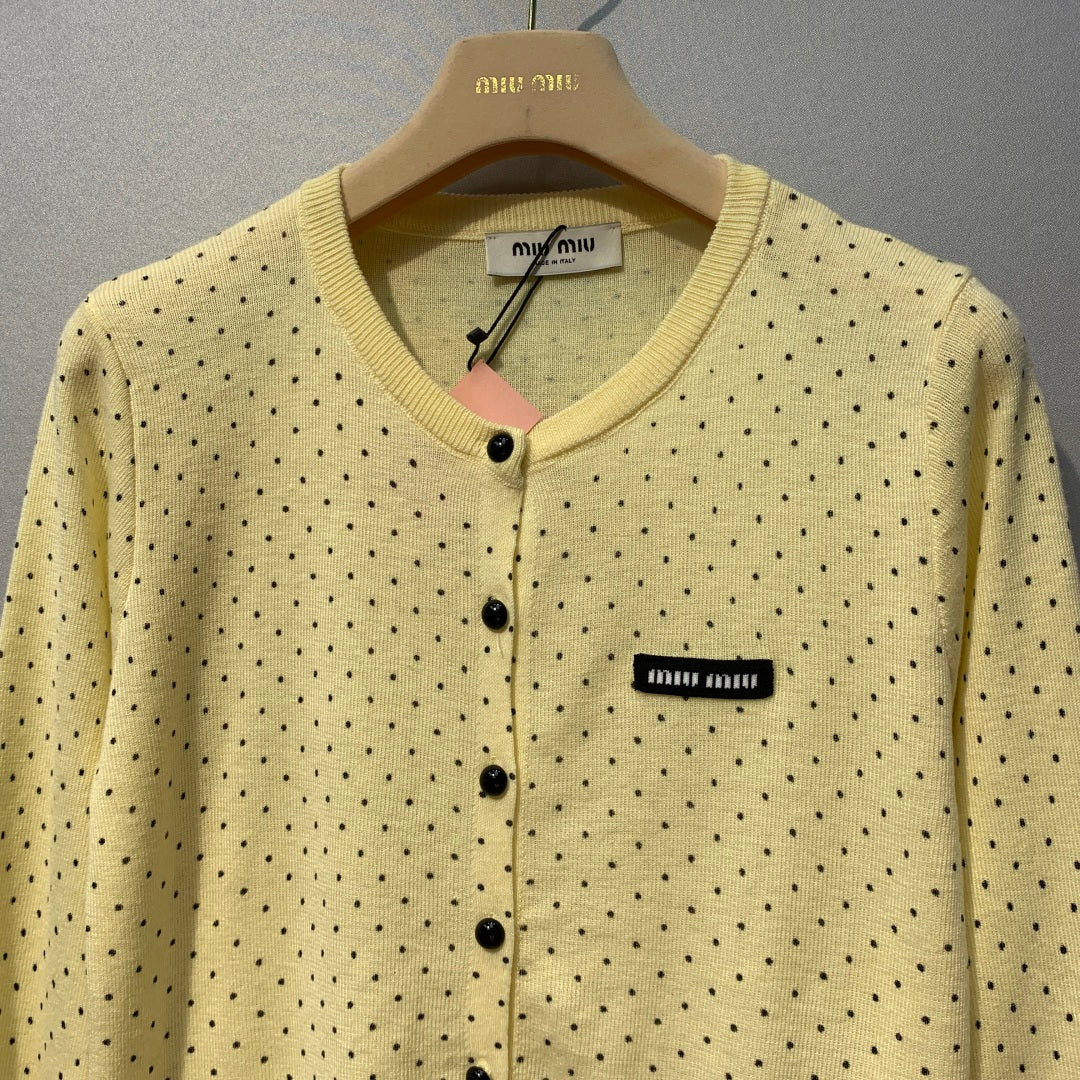 MIUMIU 26S POLKA DOT KNITTED CARDIGAN 1253