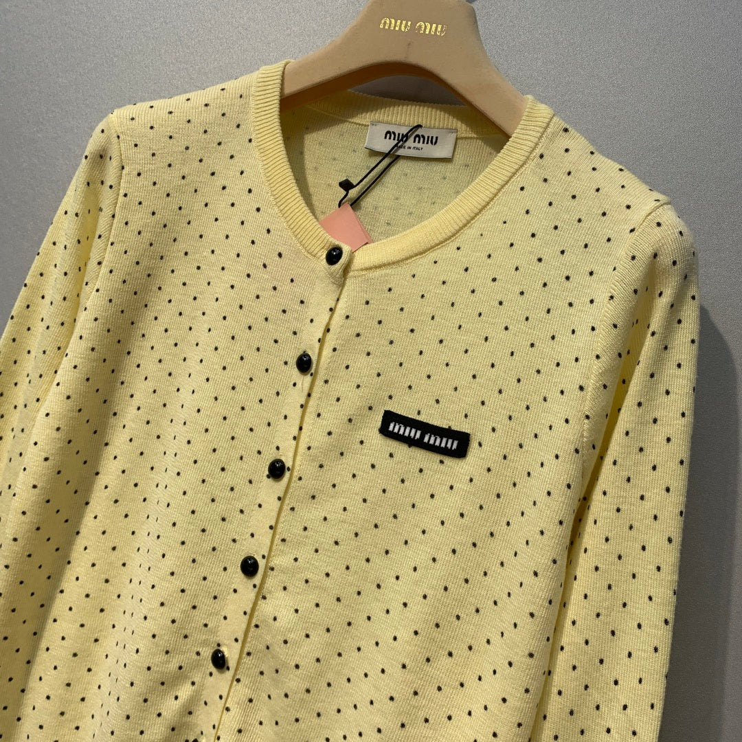 MIUMIU 26S POLKA DOT KNITTED CARDIGAN 1253