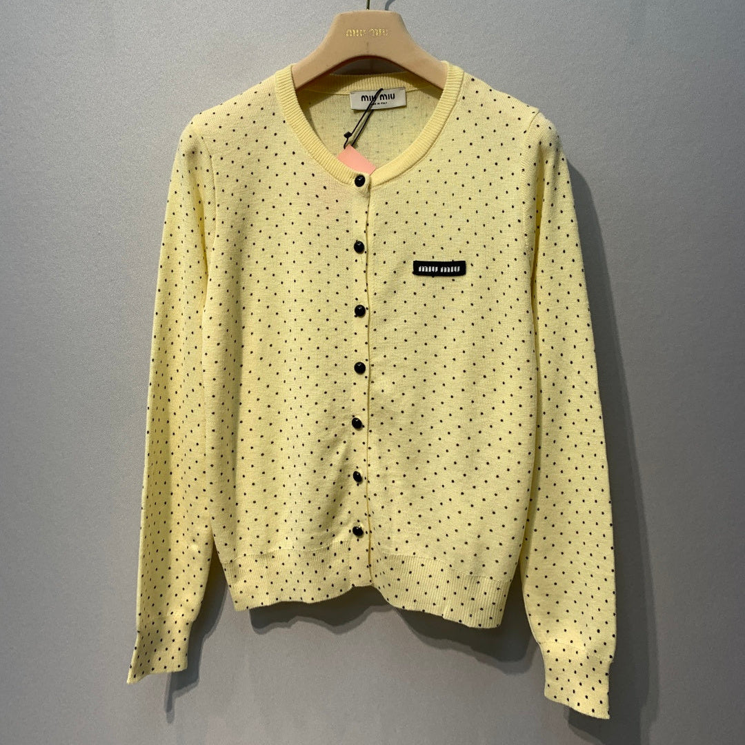 MIUMIU 26S POLKA DOT KNITTED CARDIGAN 1253