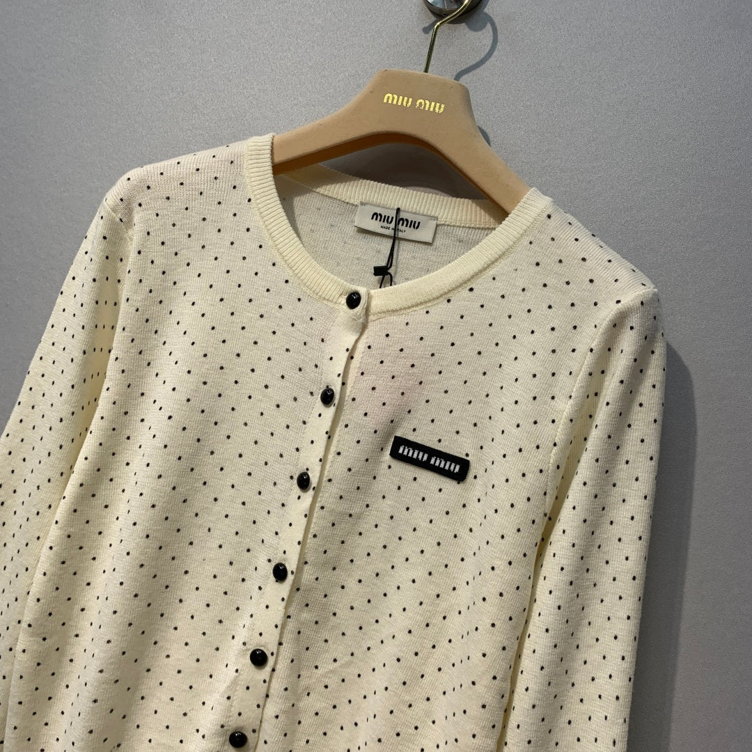 MIUMIU 26S POLKA DOT KNITTED CARDIGAN 1252