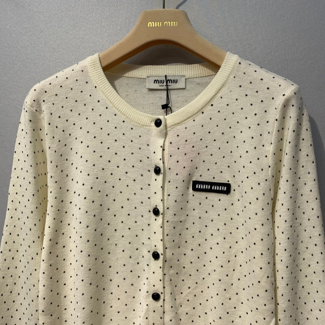 MIUMIU 26S POLKA DOT KNITTED CARDIGAN 1252