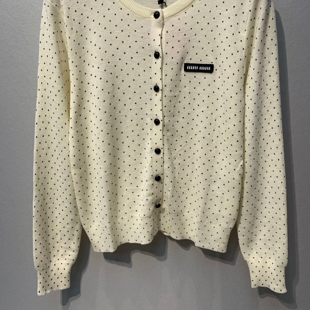 MIUMIU 26S POLKA DOT KNITTED CARDIGAN 1252