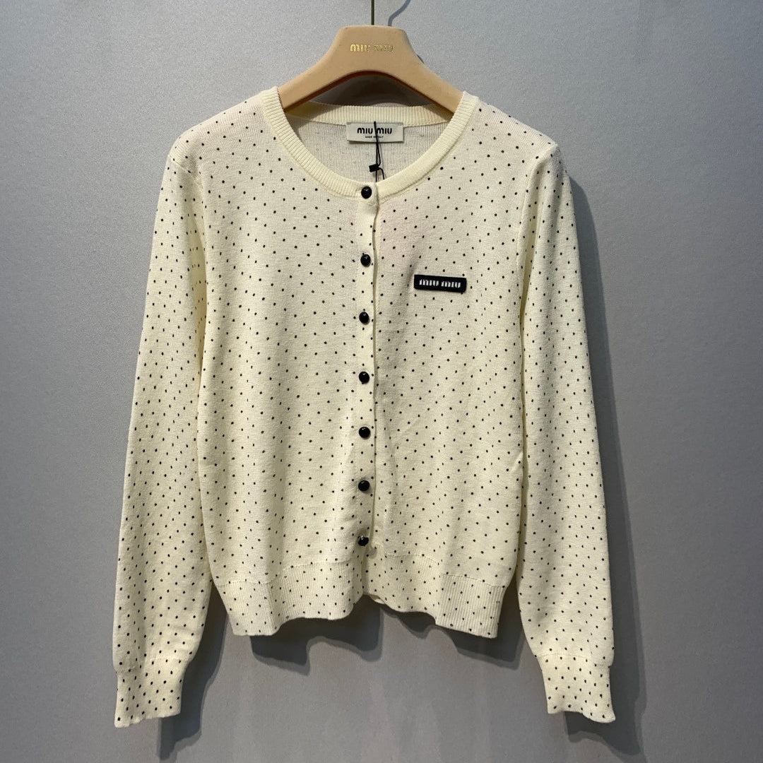 MIUMIU 26S POLKA DOT KNITTED CARDIGAN 1252