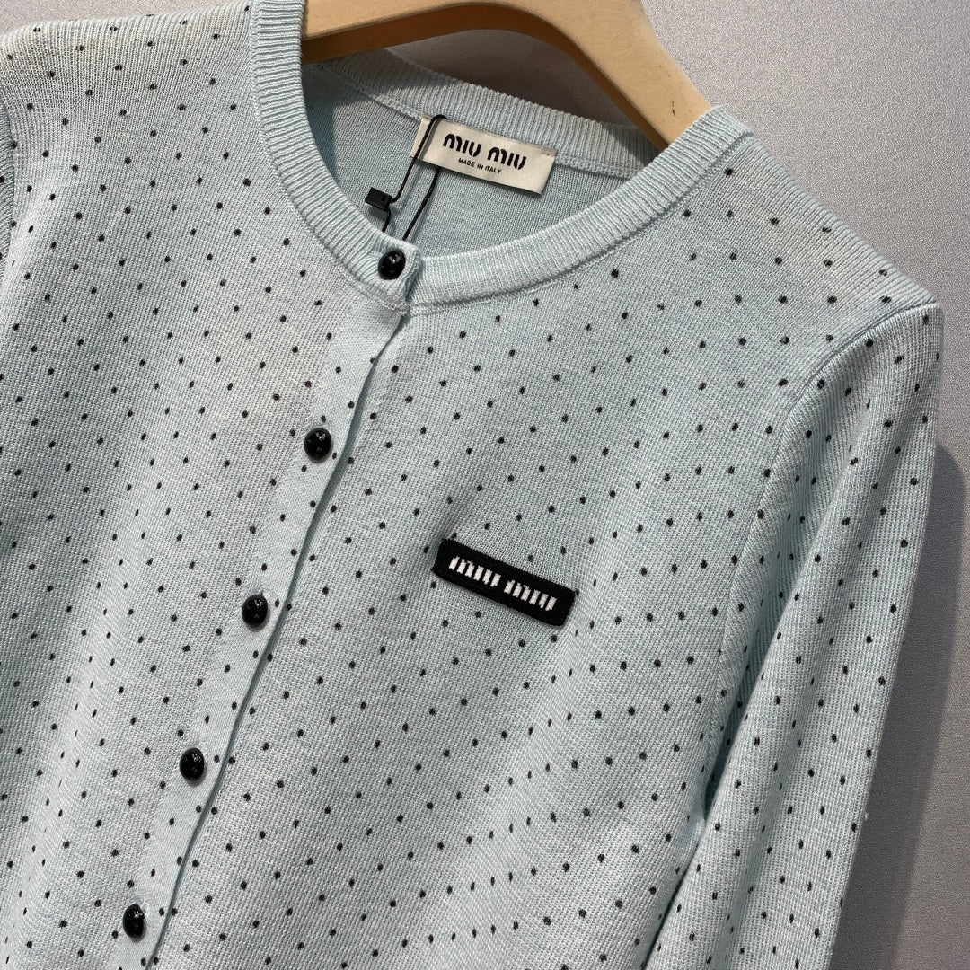 MIUMIU 26S POLKA DOT KNITTED CARDIGAN 1251
