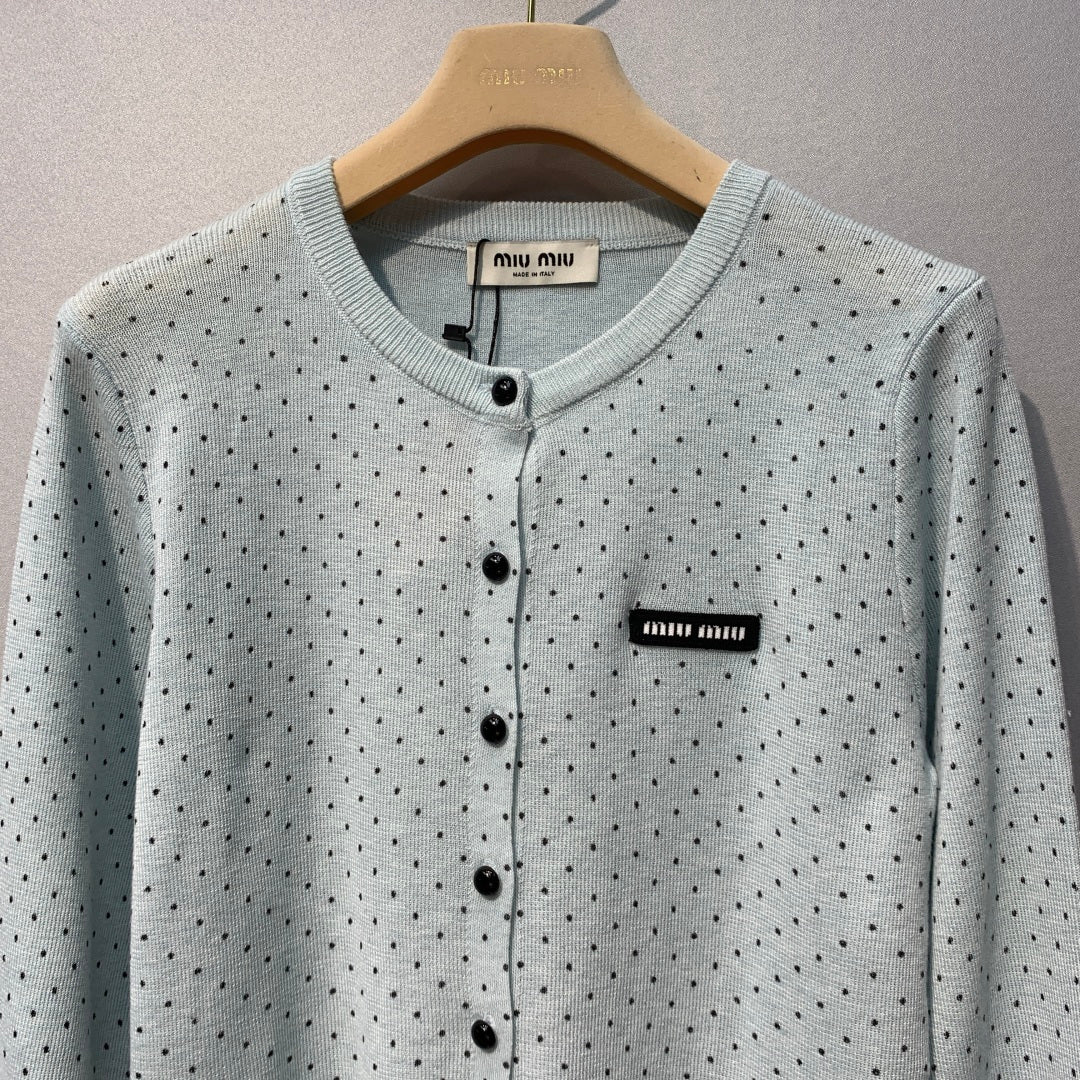 MIUMIU 26S POLKA DOT KNITTED CARDIGAN 1251