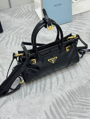 PRADA 25S BONNIE MINI HANDBAG 23 IN BLACK CALFSKIN GOLD HARDWARE