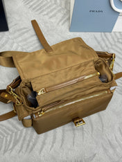 PRADA 25S EXPLORE LARGE SHOULDER BAG 30 IN CARAMEL RE-NYLON WITH FLAP