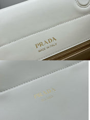 PRADA 25S ENCHAINE MINI BAG 22 IN WHITE CALFSKIN GOLD HARDWARE