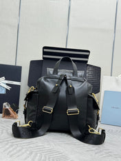 PRADA 25S EXPLORE MEDIUM BACKPACK 29 IN BLACK CALFSKIN GOLD HARDWRE