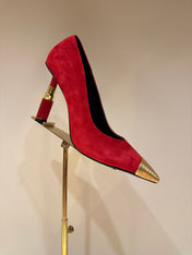 BALMAIN 26S HIGH HEELS 100 MM IN RED SUEDE