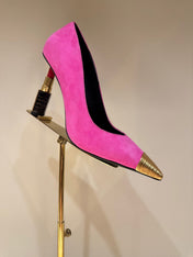 BALMAIN 26S HIGH HEELS 100 MM IN DARK PINK SUEDE