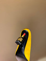 BALMAIN 26S HIGH HEELS 100 MM IN SUNFLOWER YELLOW SUEDE