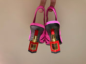 BALMAIN 26S SLINGBACK HEELS 100 MM IN DARK PINK SUEDE