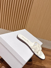 DIOR 26S SLIDE SANDALS IN WHITE CLUB WOVEN CALFSKIN