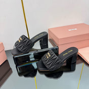 MATELASSÉ SLIDES PUMP IN BLACK CALFSKIN