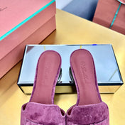 LP SANDALS 25S IN WINE PURPLE SUEDE WITH SILVER HARDWARE