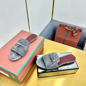 LP SANDALS 25S IN DARK GRAY SUEDE WITH SILVER HARDWARE