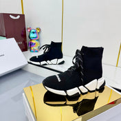 BALENCIAGA 25S SPEED 2.0 LACE-UP SNEAKERS IN BLACK KNITTED STYLE 4