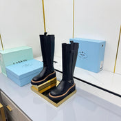 PRADA 25S TALL CHELSEA BOOTS 50MM IN BLACK CALFSKIN