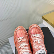 CHANEL 26S LOW-TOP SNEAKERS IN LIGHT CORAL PINK CALFSKIN